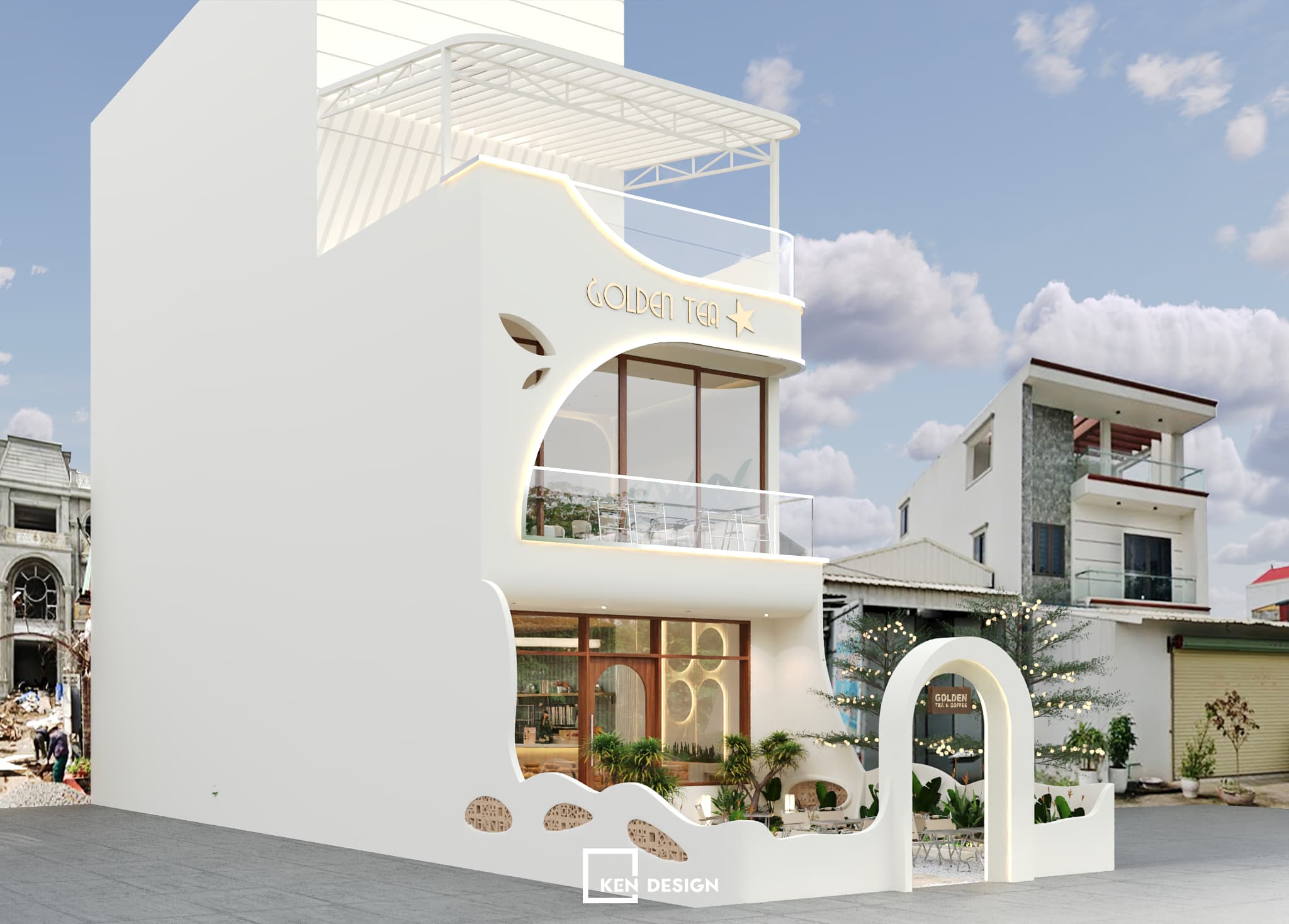 Thiết kế quán Golden tea & coffee tại Hưng Yên